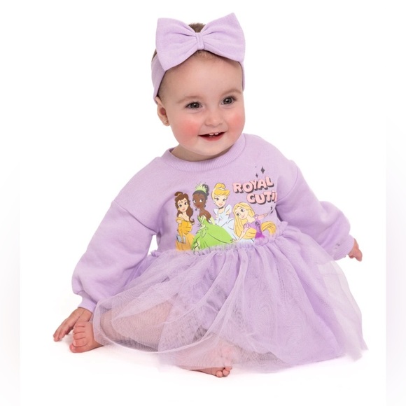 New! Disney Baby 3 Piece Princess Dress Diaper Cover and Headband Bow Set - Picture 9 of 10